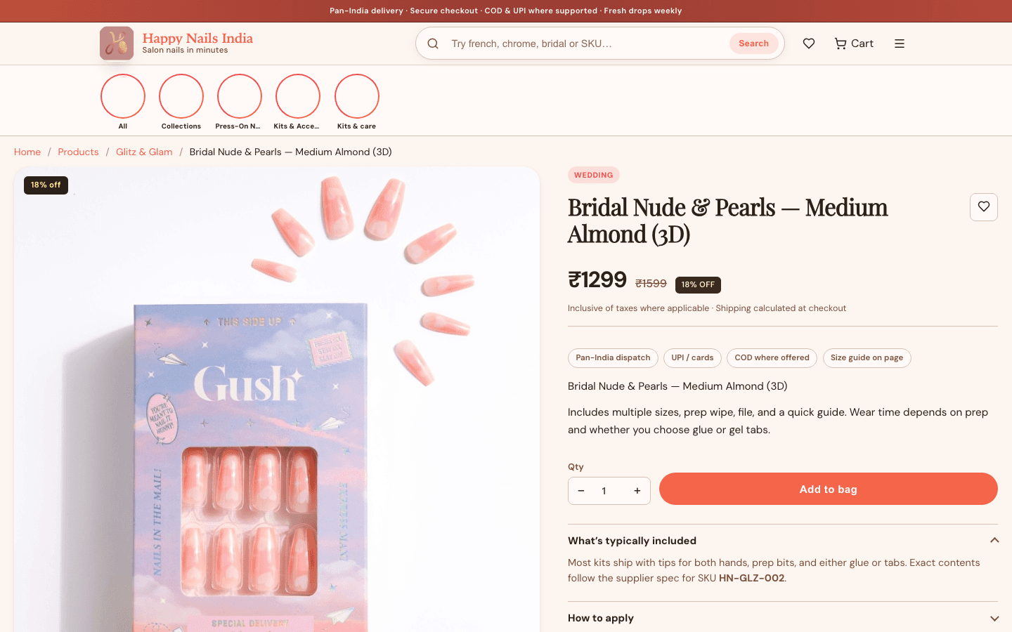 HappyNails — Bridal Nude & Pearls