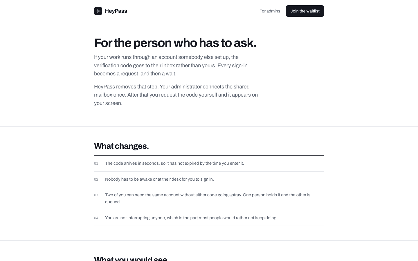 HeyPass — Requester story