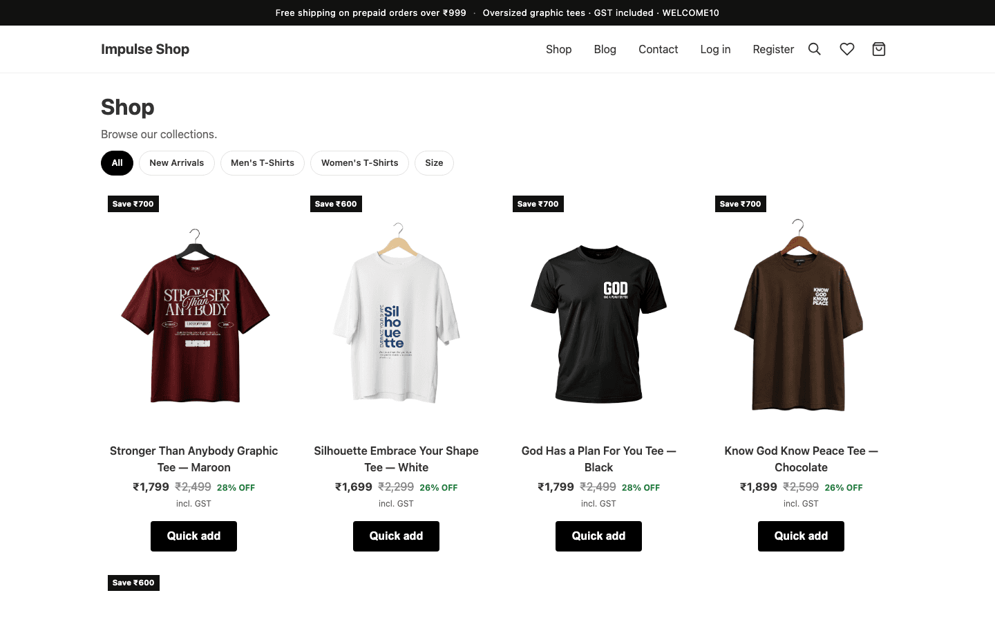 Impulse Shop — Shop grid