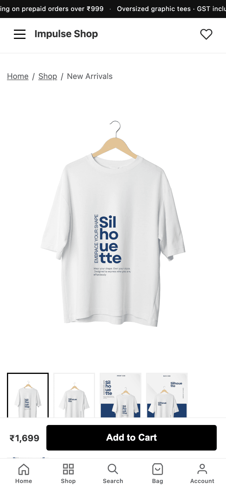 Impulse Shop — White tee on phone