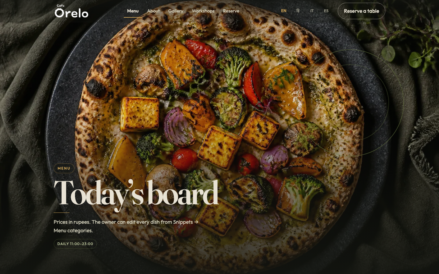 Cafe Orelo — The board