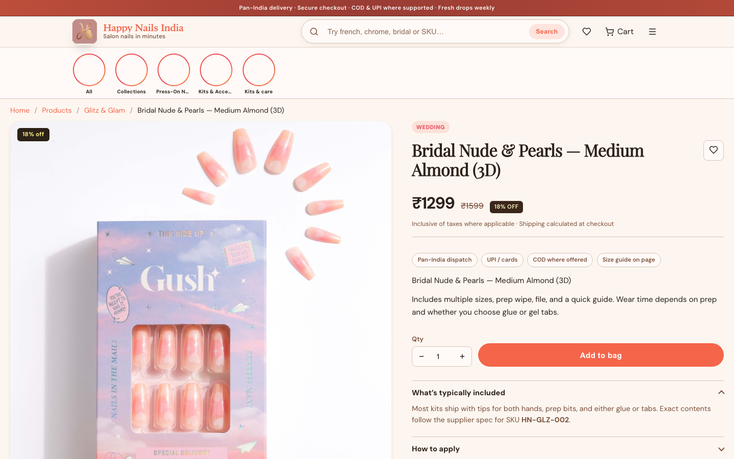 HappyNails — Bridal Nude & Pearls