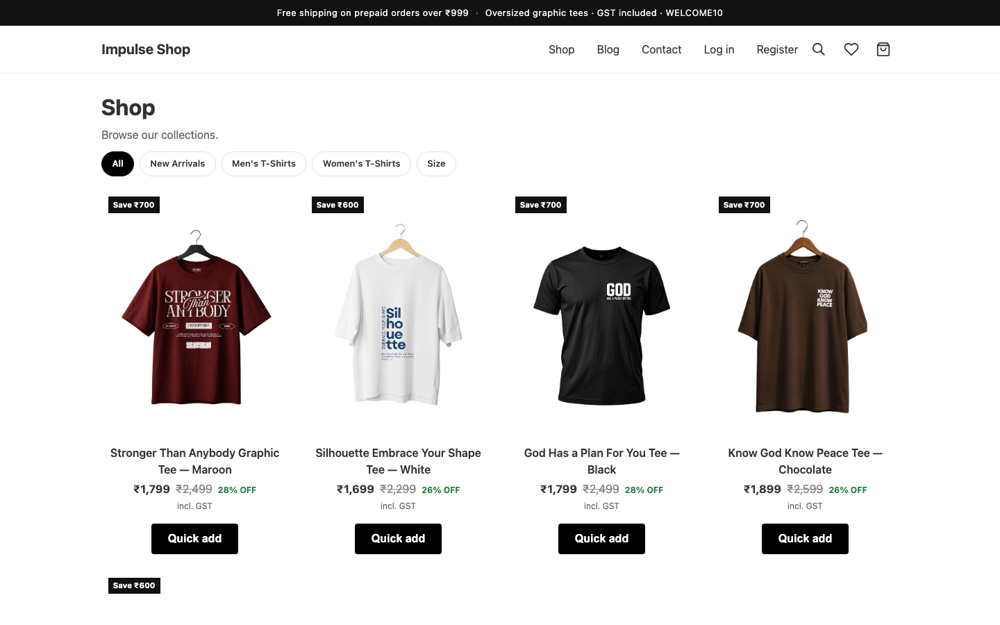 Impulse Shop — Shop grid