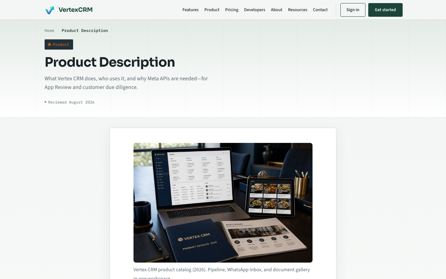Vertex CRM — Product scope