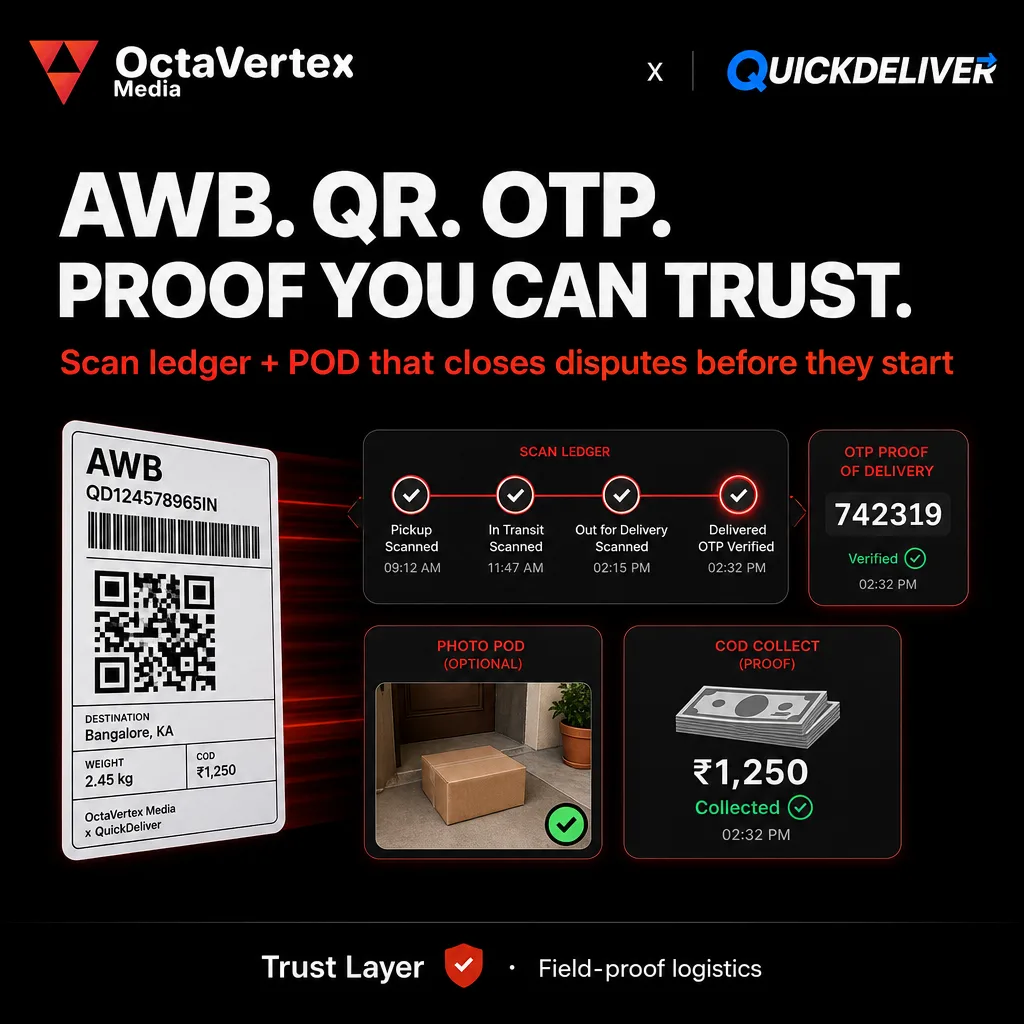 QuickDeliver — A City Logistics OS for Same-Day B2B Delivery — Awb qr otp