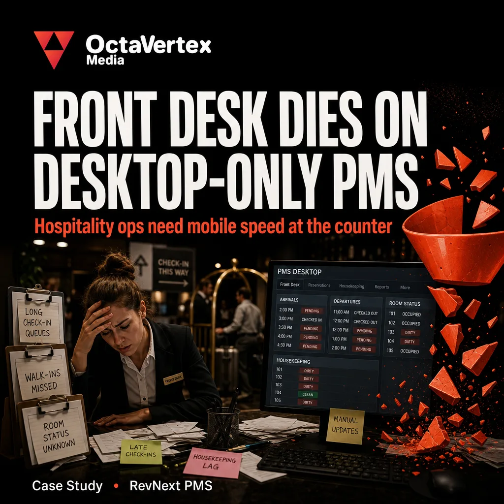 RevNext PMS Mobile — Hotel Front Desk Operations on the Phone — Desktop only pms