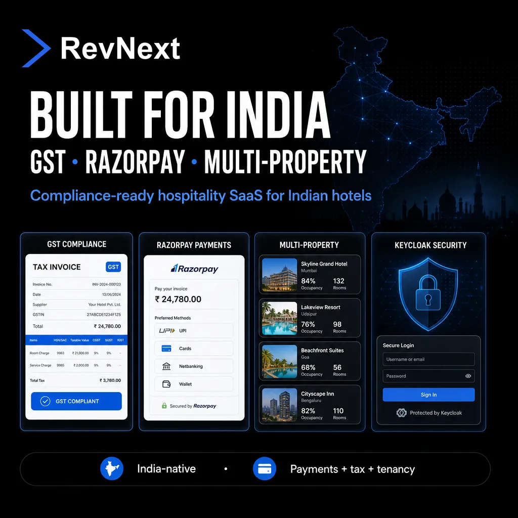 RevNext — One Modular Platform for Hotel Revenue Operations — Built for india