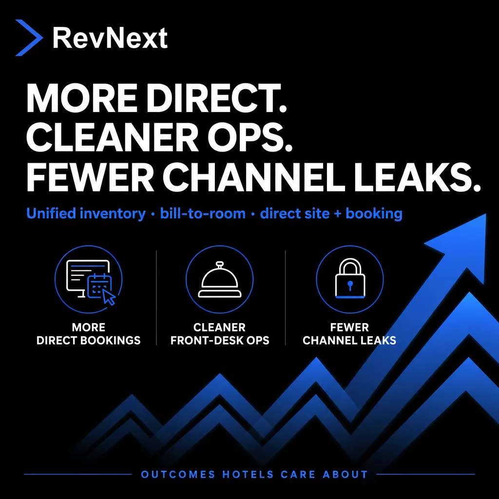 RevNext — One Modular Platform for Hotel Revenue Operations — More direct cleaner ops